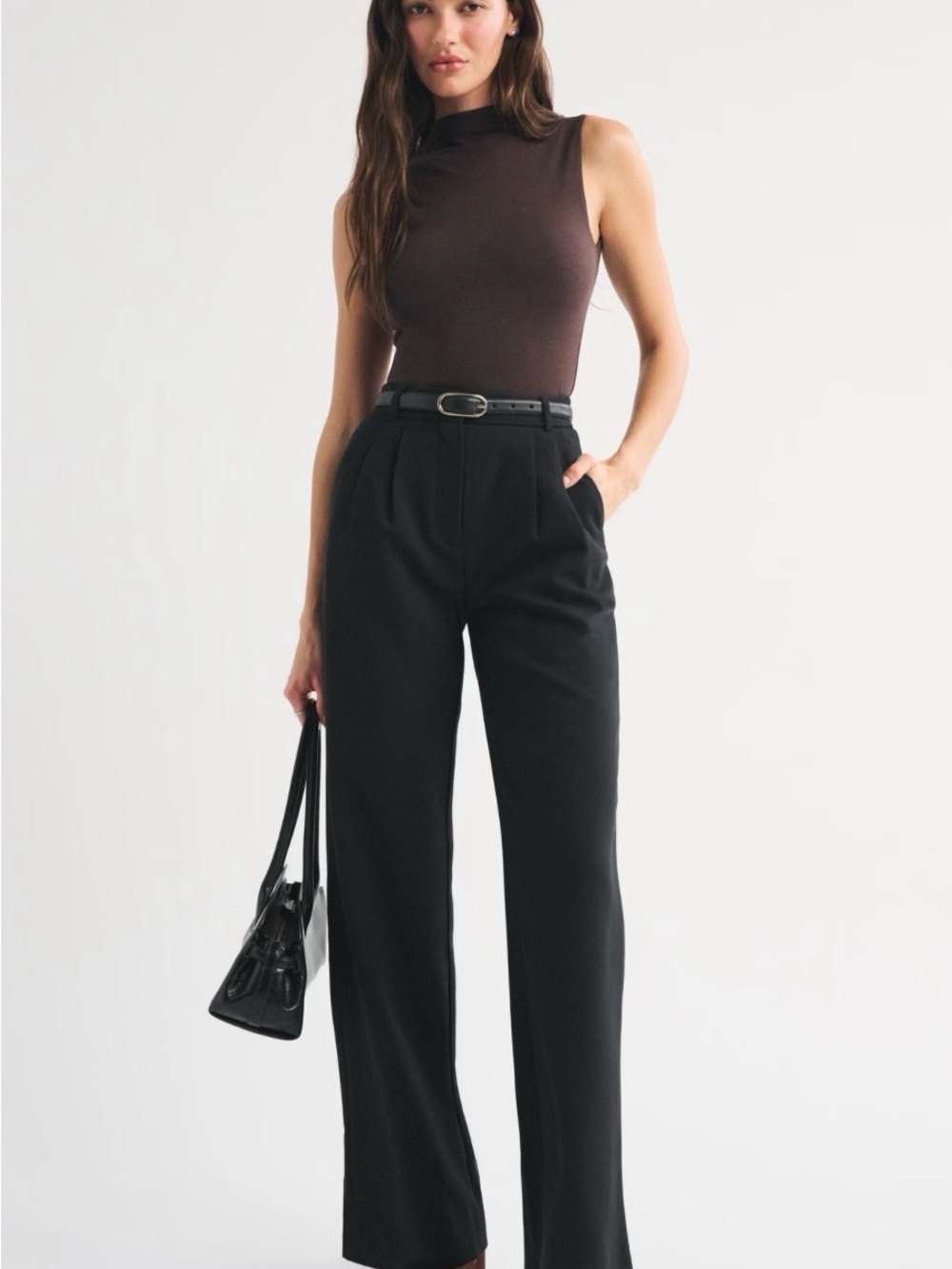 NWT Abercrombie & Fitch Sloan Wide Leg Trousers in Black size 10S